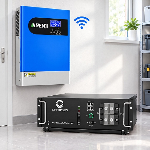 6.2 кВт LiFePO4 Комплект інвертор Anenji Wi-Fi з паралельною функцією + акумулятор LVTOPSUN rack 51.2V 100Ah, рековий